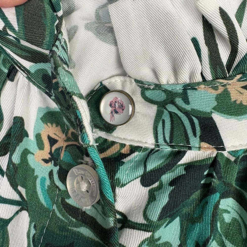 NEW Barbour Yarrow Top Floral Blouse Button Down Puff Balloon Sleeve Womens Sz 6 - Picture 7 of 14